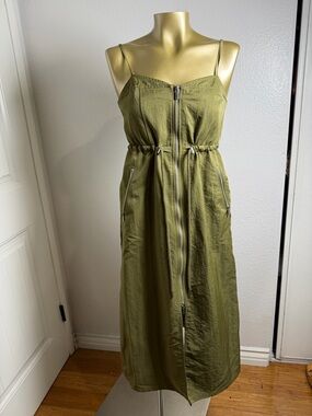 Future Collective Light Olive Green Nylon Dress XS